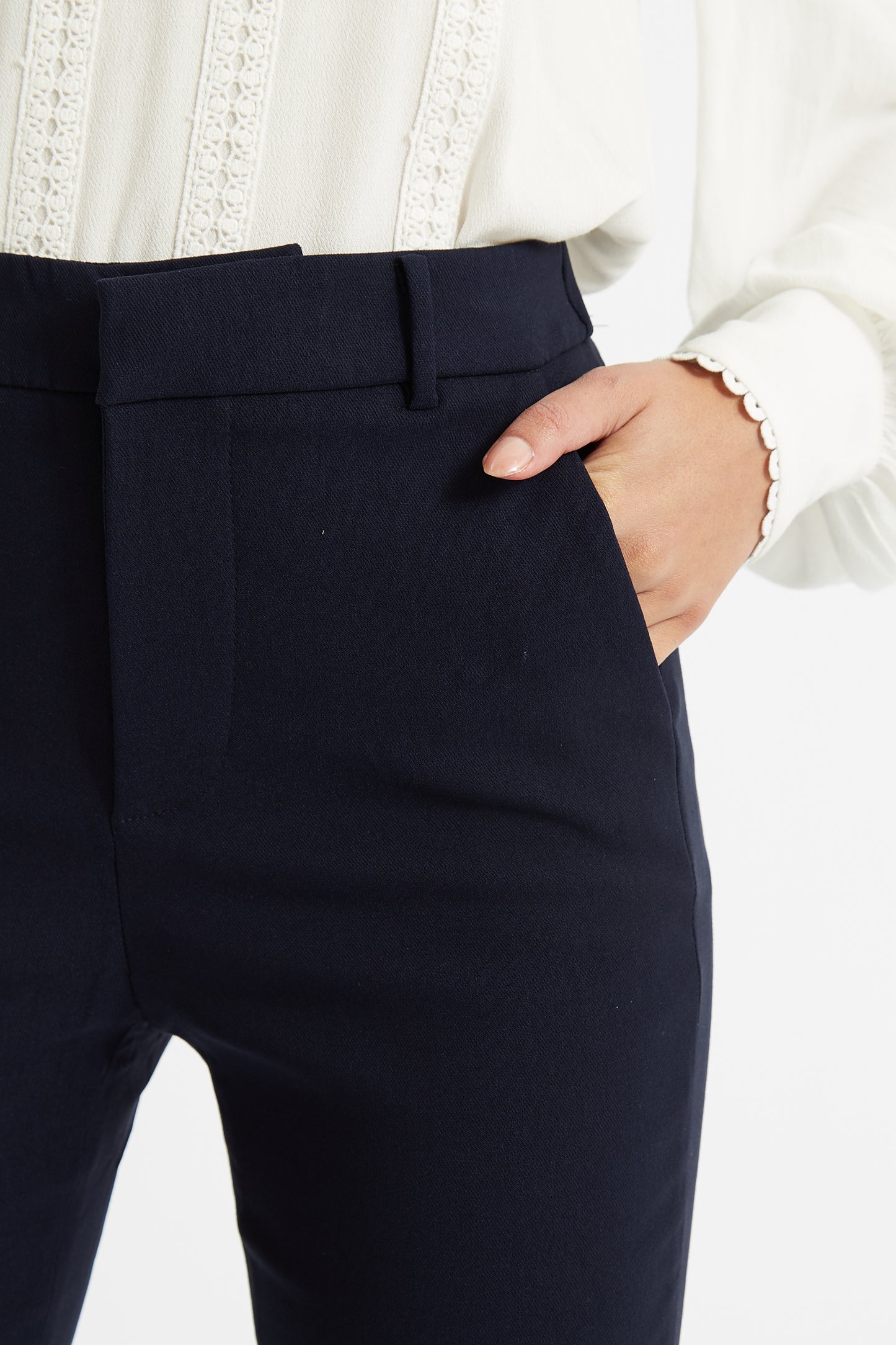 Louche Jaylo Slim Fit Cropped Trouser - Navy