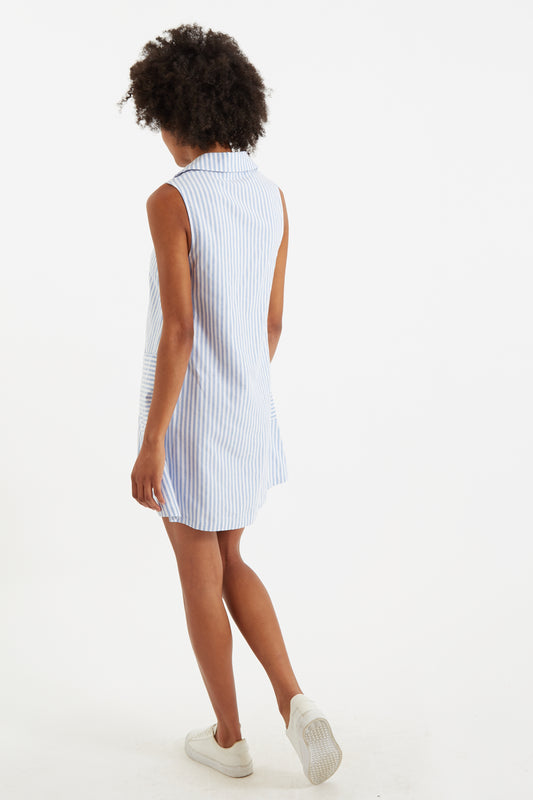 Jerrika Sail Stripe A Line Mini Dress Blue