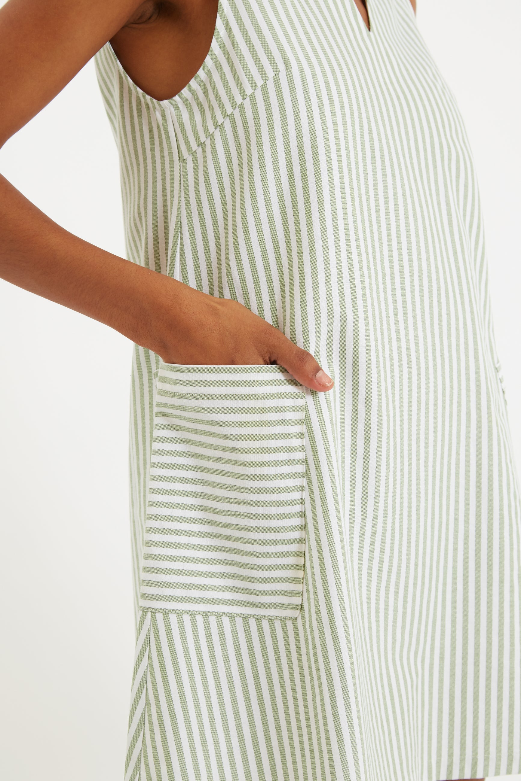 Jerrika Sail Stripe A Line Mini Dress Green