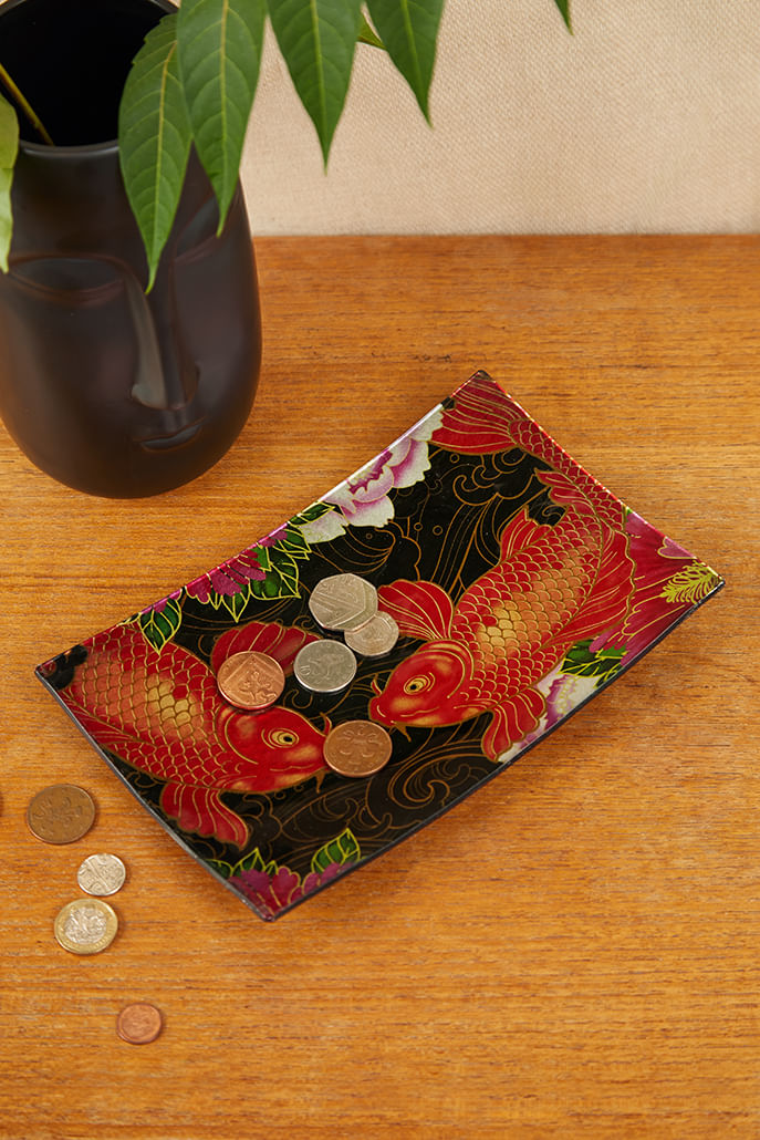 Koi Fish Trinket Tray Pink