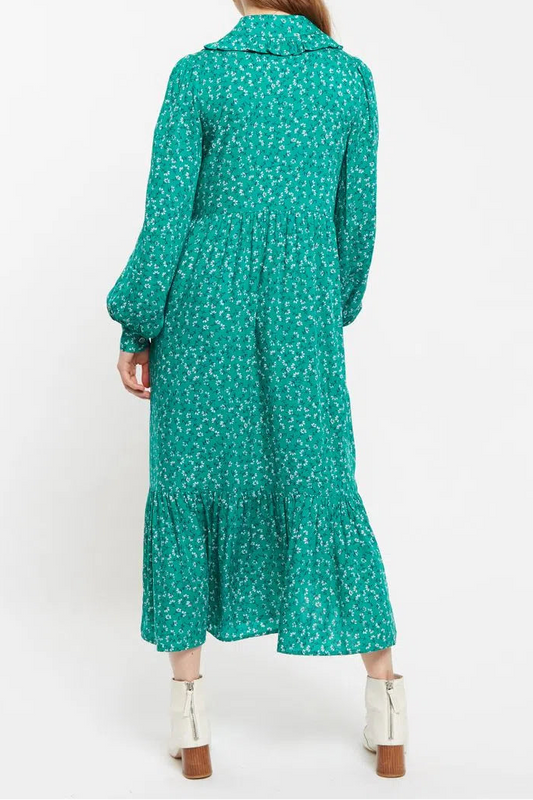 Louche Lif Naive Ditsy Print Tiered Long Sleeve Midi Dress