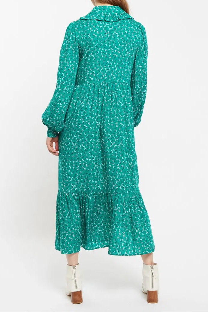 Louche Lif Naive Ditsy Print Tiered Long Sleeve Midi Dress