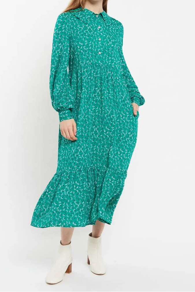 Louche Lif Naive Ditsy Print Tiered Long Sleeve Midi Dress - Detail 1