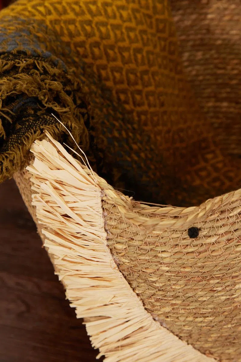 Large Lion Embroidered Basket