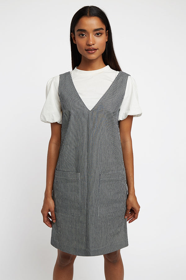 Louche Max Ticking Stripe Mini Dress - Front