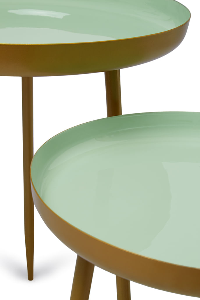 Enamel Mint Green Side Table Medium