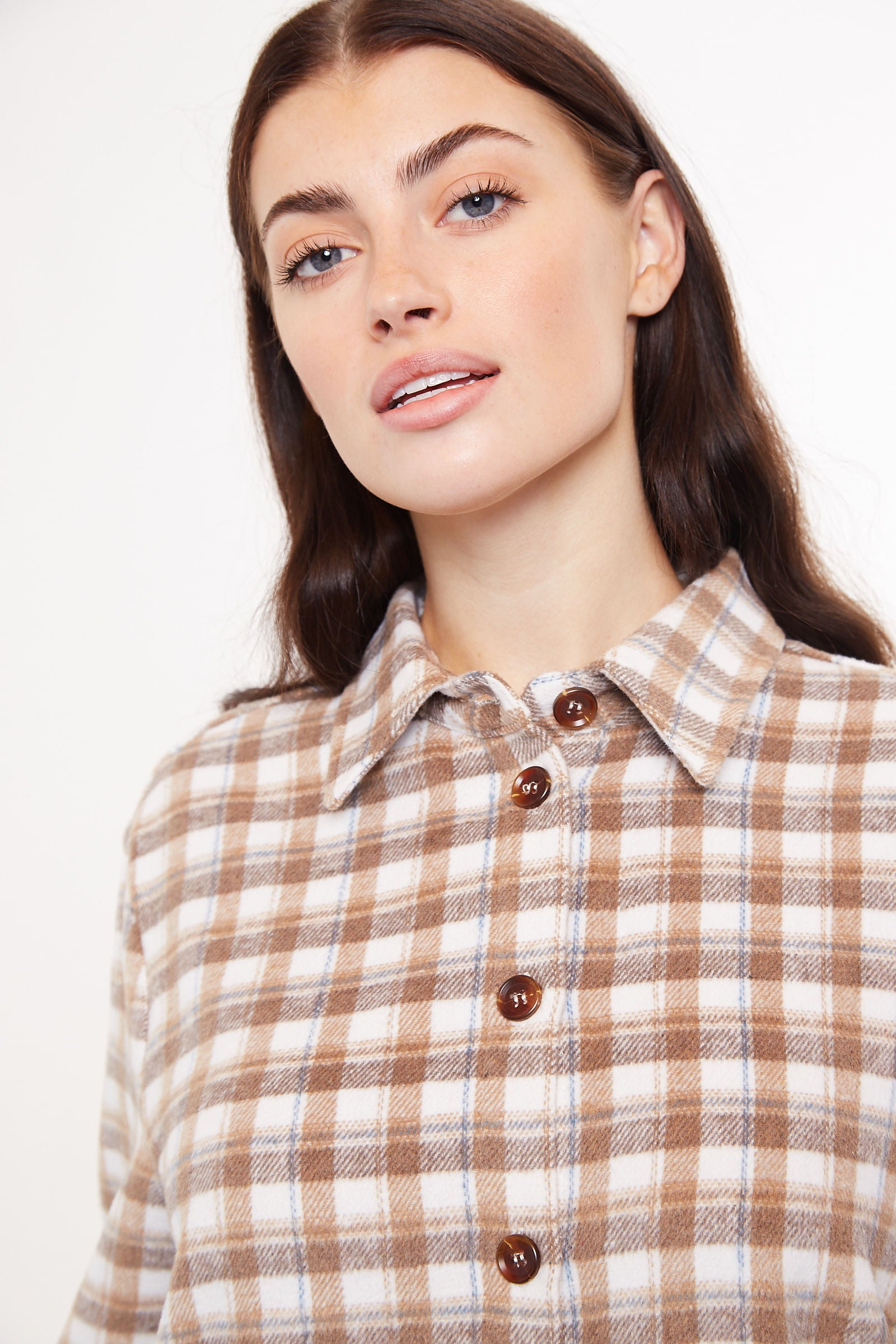 Louche Meriam Check Shacket - Beige - Detail 1