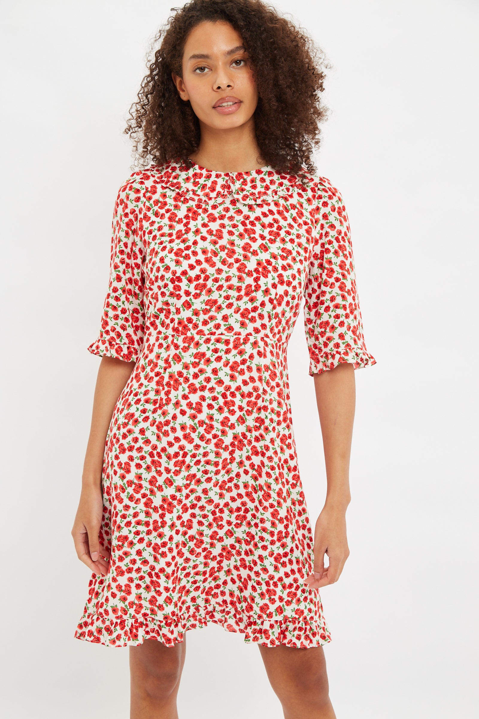 Louche Myfanwy Roses Roses Print Short Sleeve Mini Dress