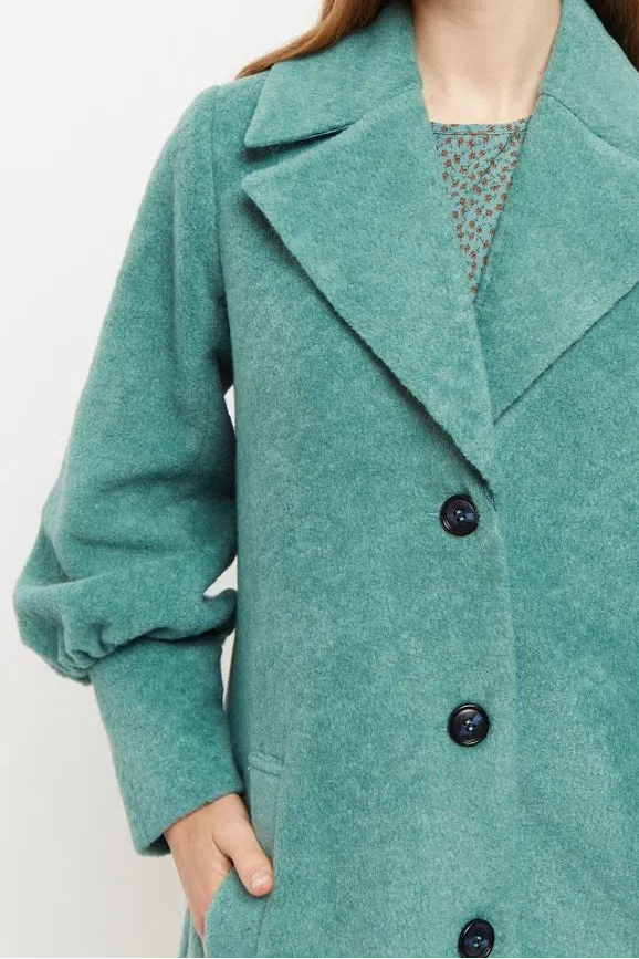 Mischa Statement Sleeve Coat Green - Styled