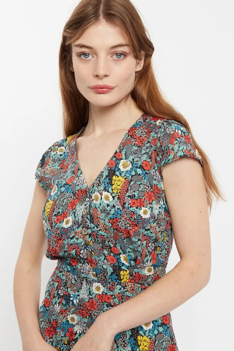 Cathleen Floret Print Mini Tea Dress