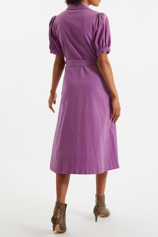 Mollie Baby Cord Midi Dress Lilac
