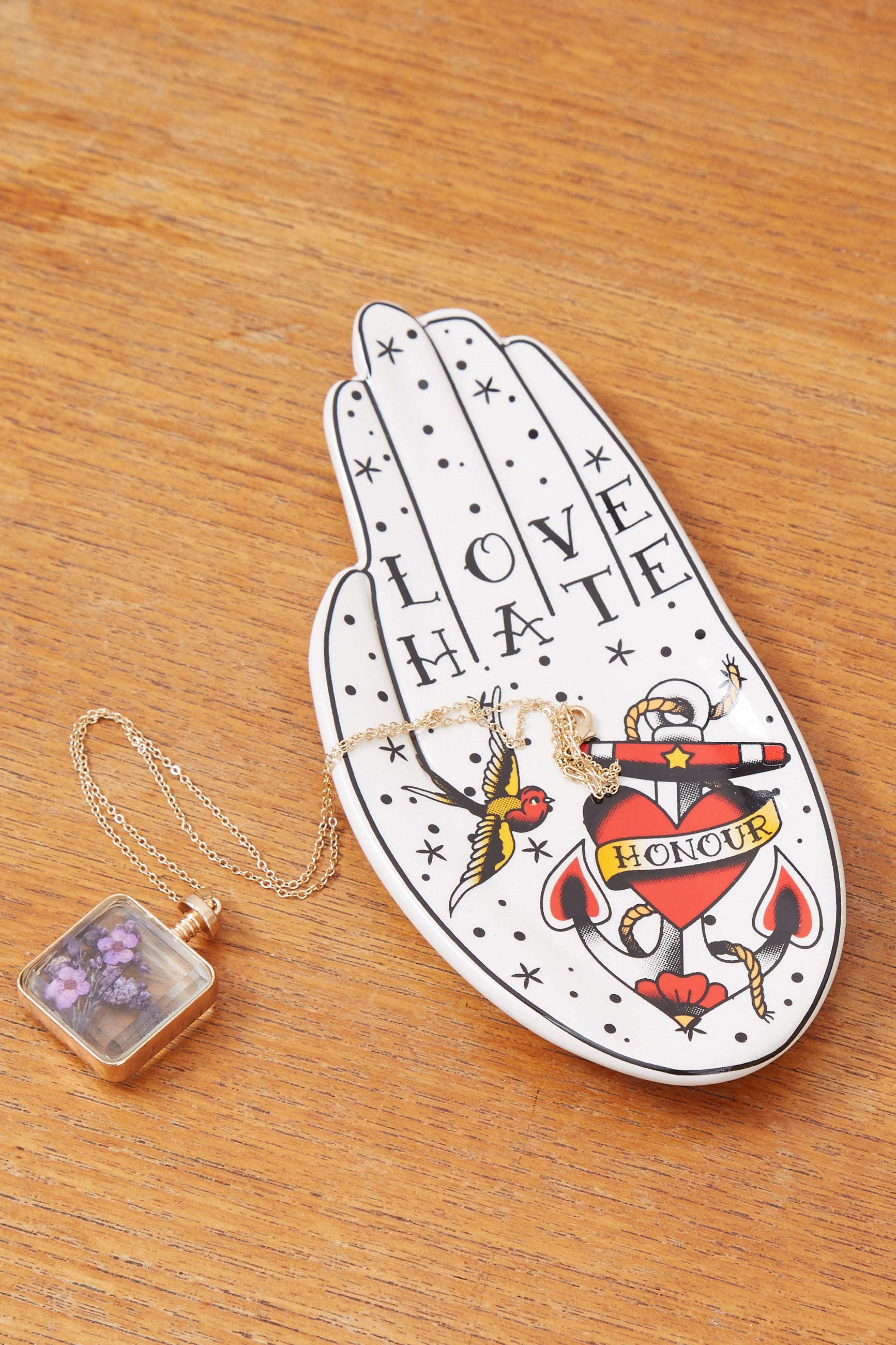 Palmistry Trinket Tray Love Hate - Styled