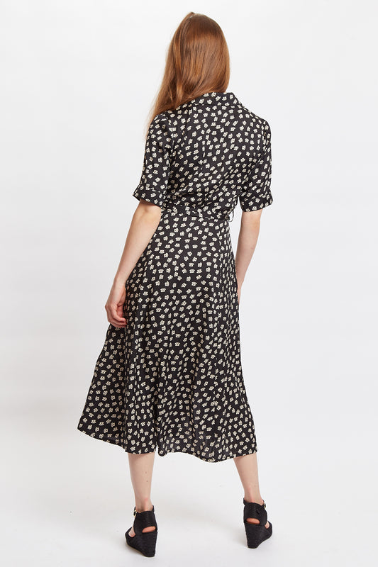 Louche Peta Call Me Print Short Sleeve Midi Shirt Dress