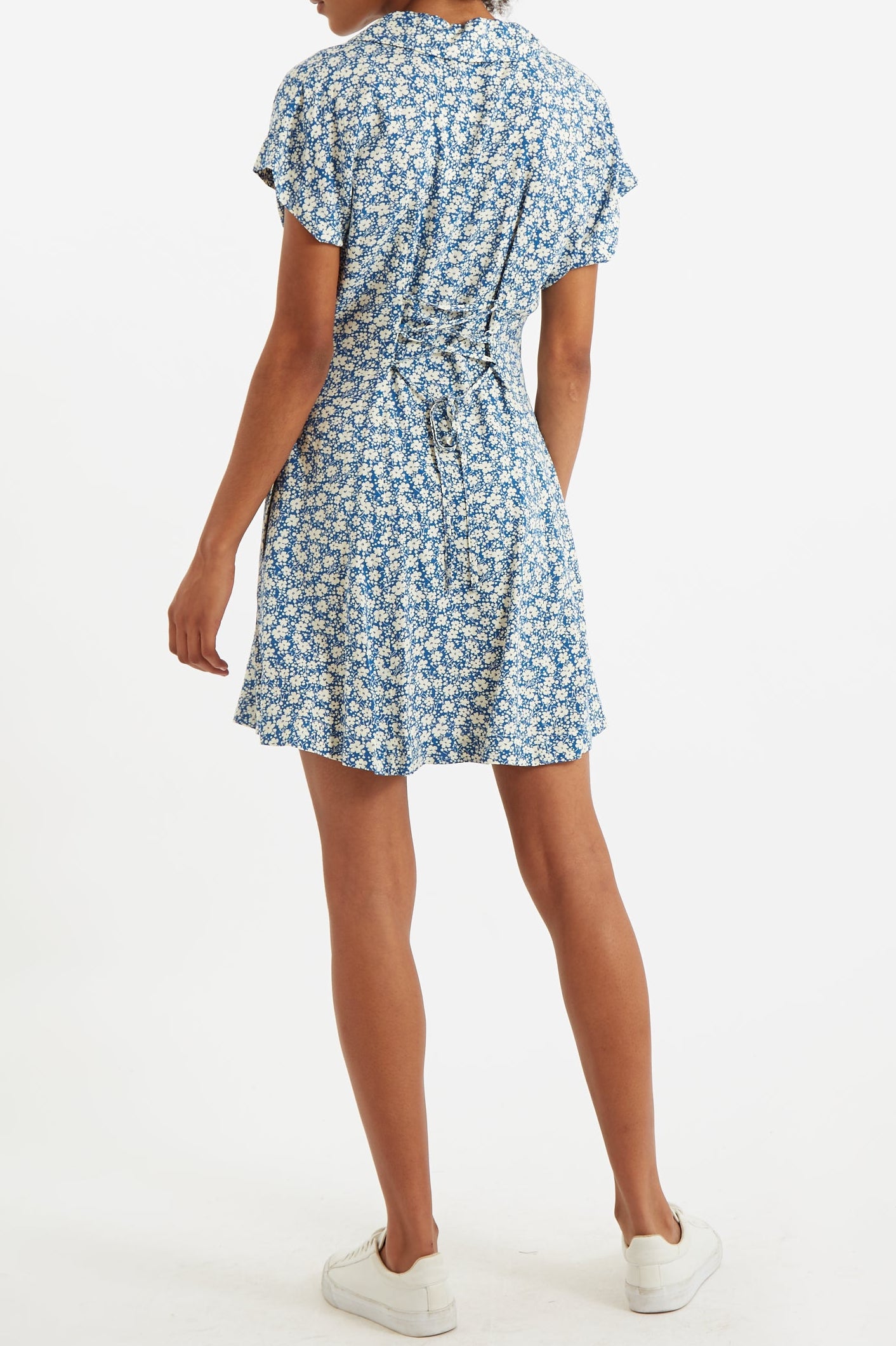 Prudence Periwinkle Mini Shirt Dress - Back
