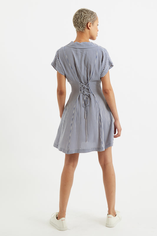 Prudence School Stripe Laced Back Mini Dress