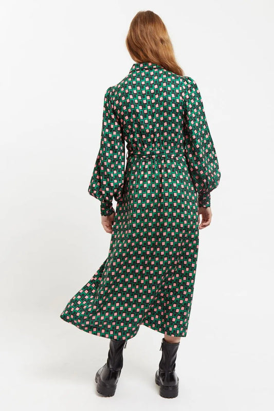 Louche Tabitha Retro Cubes Print Midi Shirtdress