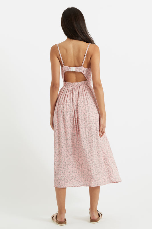 Rialto Lucky Flower Cut Out Back Midi Dress