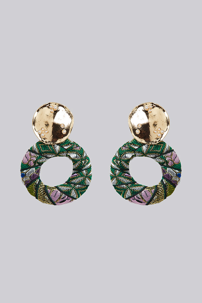 Louche Reuben Oval Shape Earring - Green