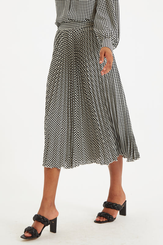Sabina Diamonds Forever Print Pleated Midi Skirt