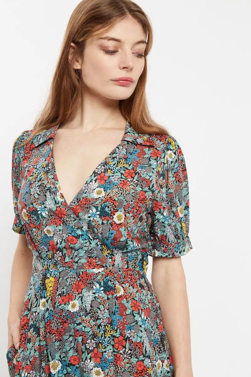 Louche Sakani Floret Print Mini Short Sleeve Dress