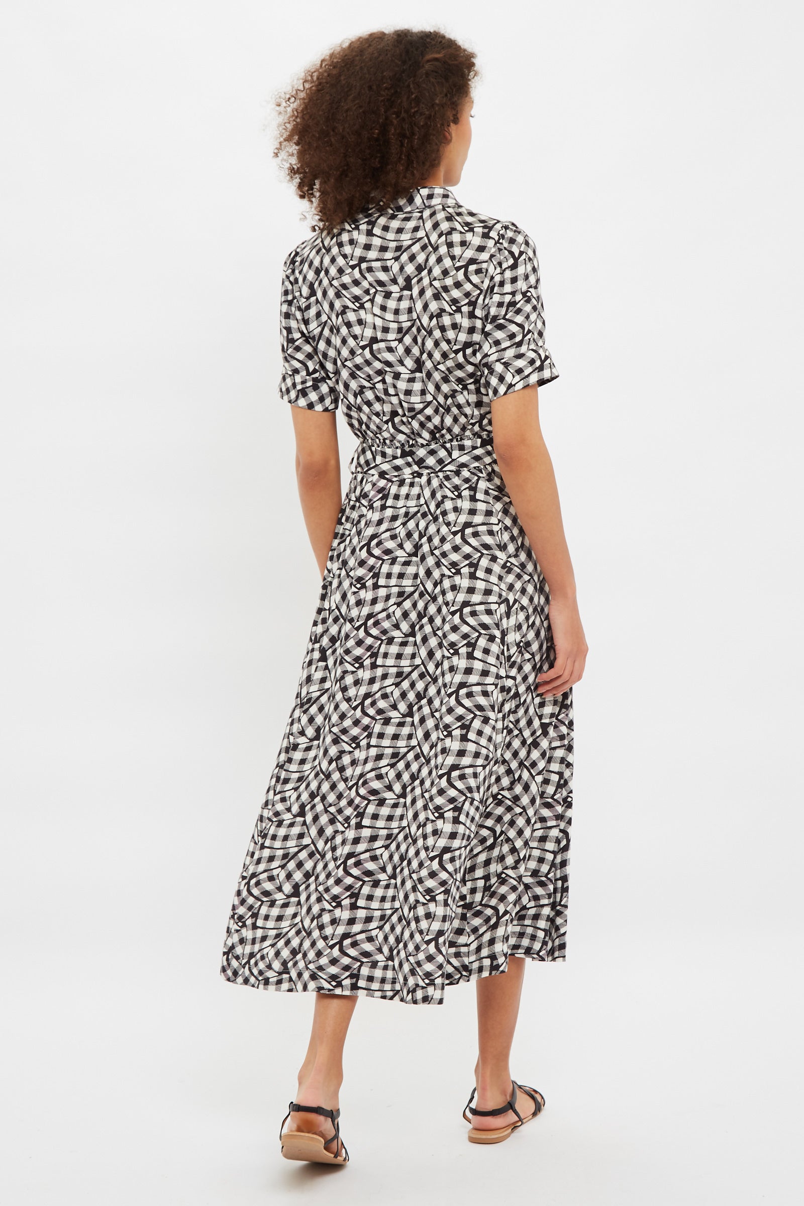 Louche Shauna Gingham Twist Print Short Sleeve Shirtdress
