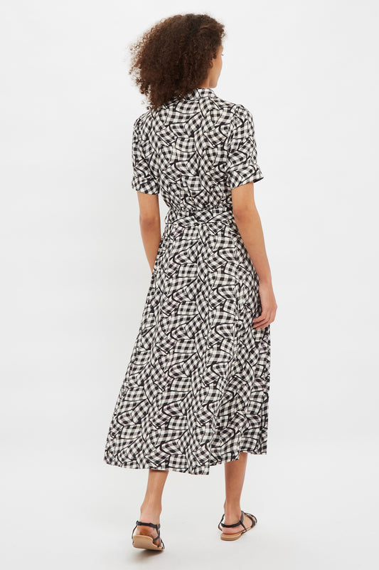 Louche Shauna Gingham Twist Print Short Sleeve Shirtdress