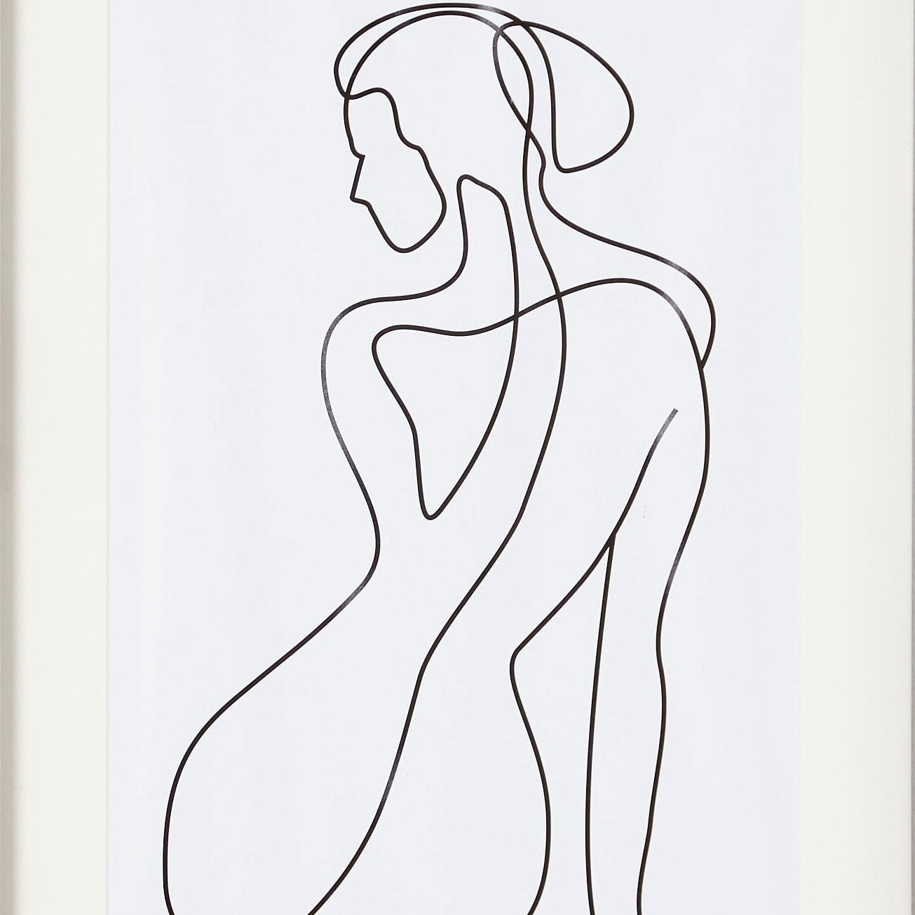 Sitting Woman Framed Wall Art - Fabric & Print Detail