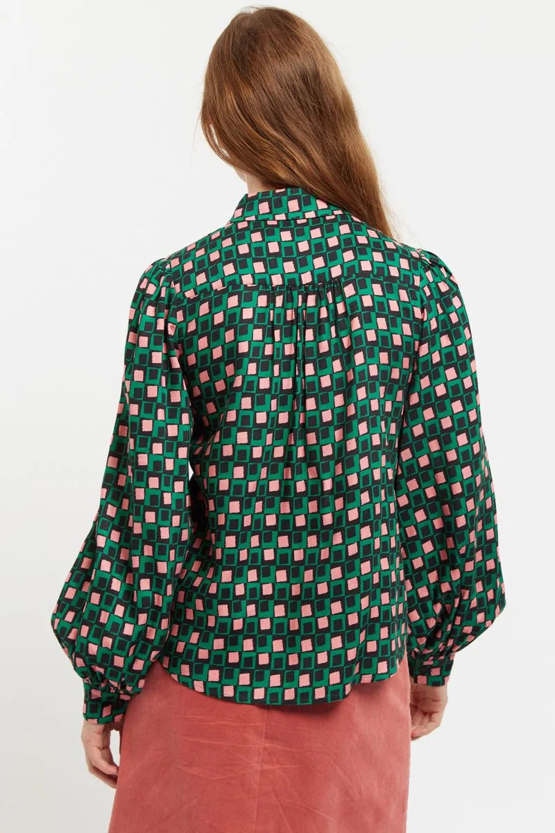 Louche Siv Retro Cubes Print Shirt