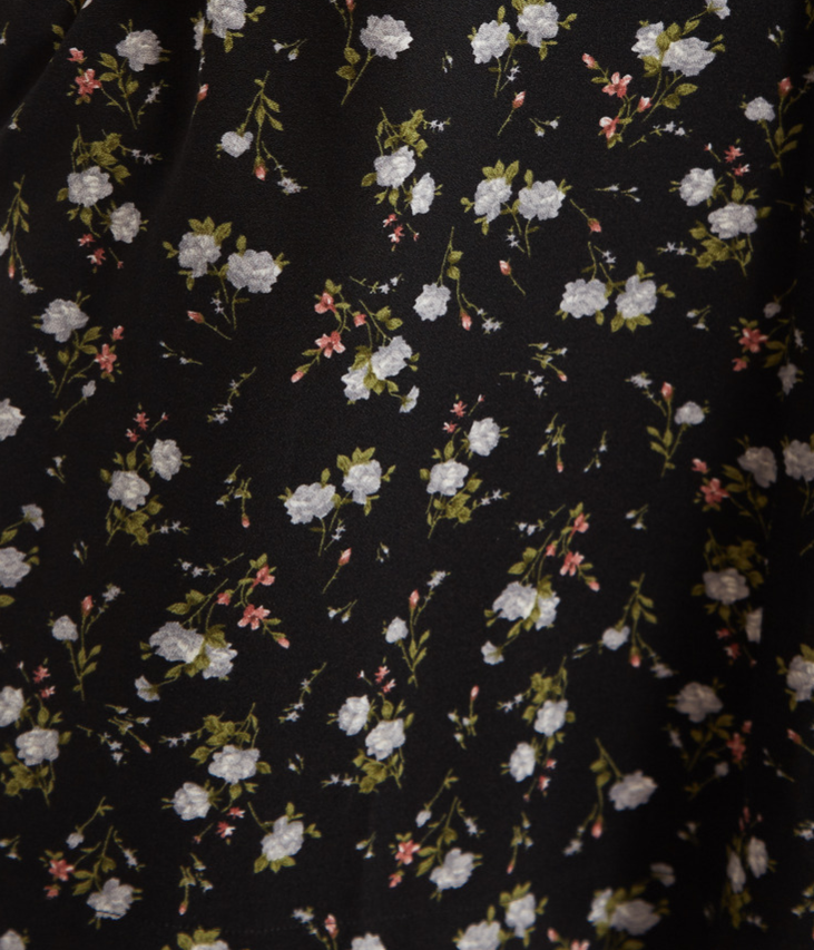 Jeanine Slavic Flowers Print Statement Collar Mini Dress