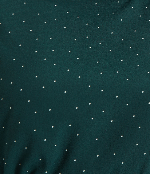 Sorrel Micro Dot Long Sleeve Midi Dress in Green - Fabric & Print Detail