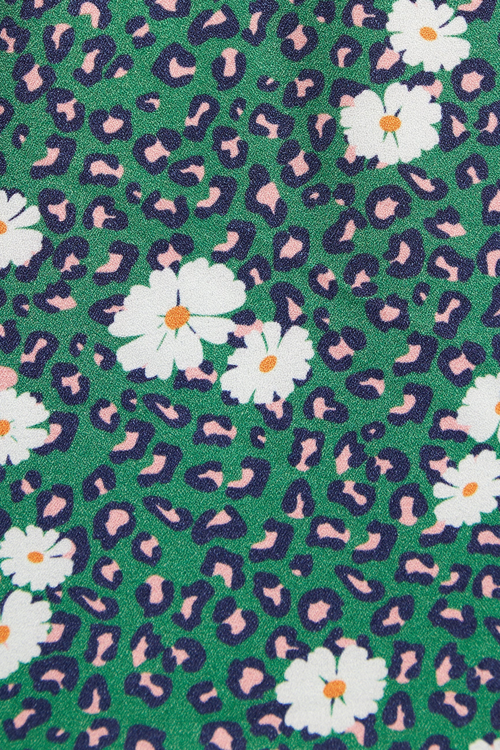 Louche Suzanne Roaring Daisy Print Long Sleeve Mini Dress - Green - Styled