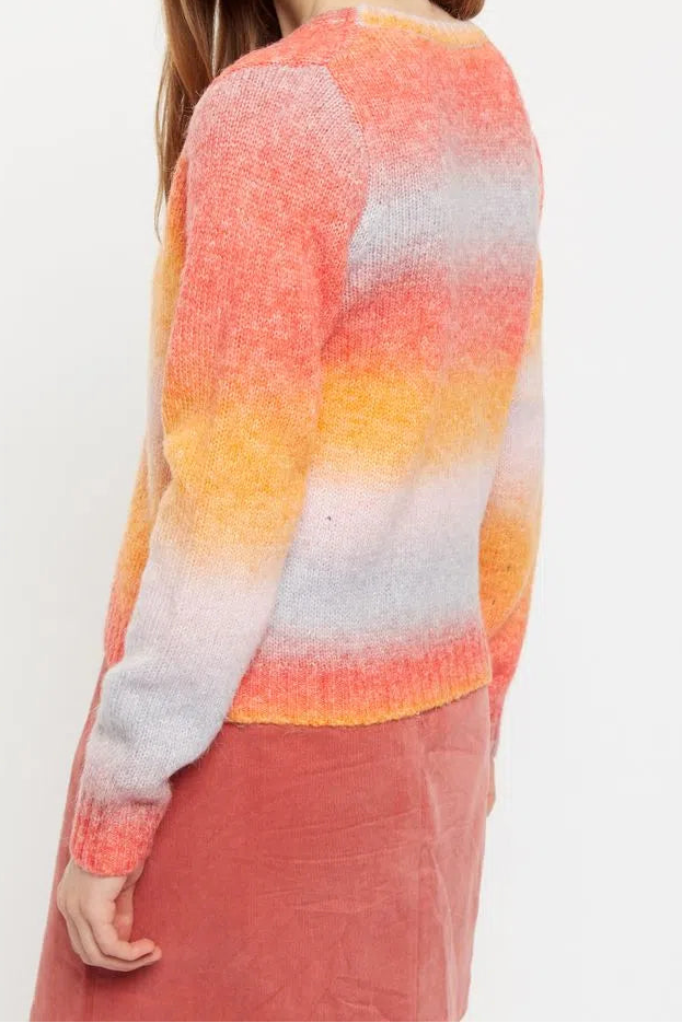 Thao V Neck Space Dyed Cardigan in Orange