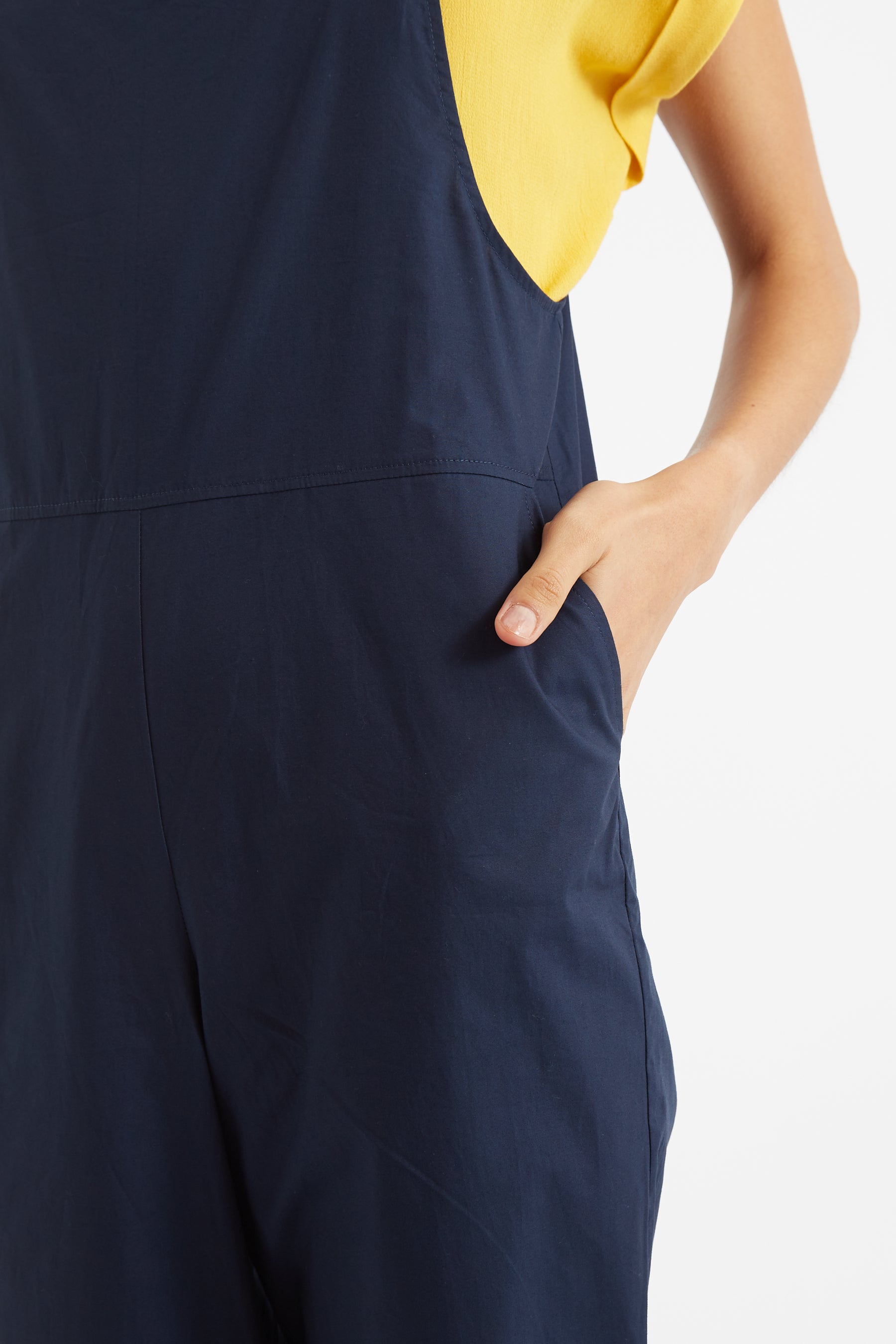 Tippie Navy Cotton Poplin Dungarees - Detail 2