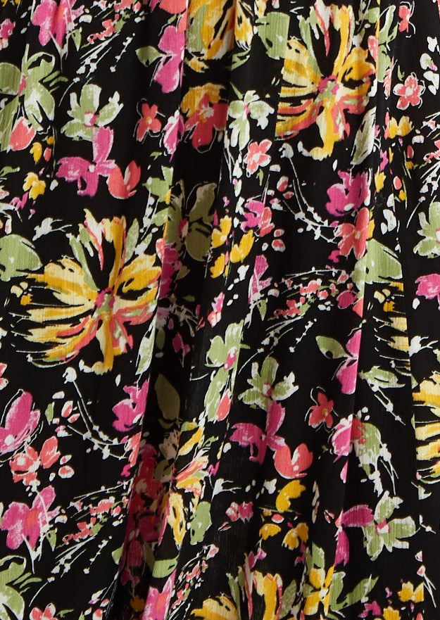 Unity Flower Burst V Neck Midi Dress - Fabric & Print Detail