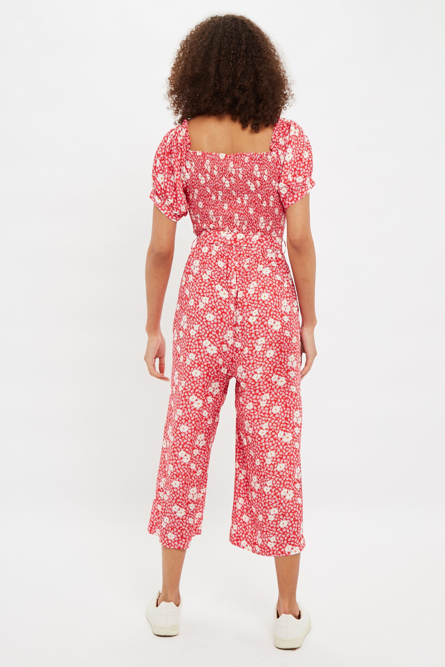 Louche Ziba Roaring Daisy Print Shirred Bodice Cropped Jumpsuit