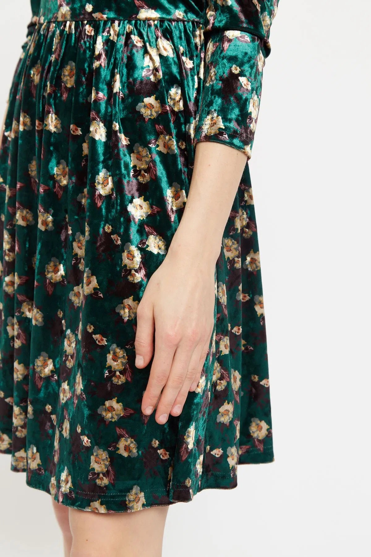 Louche Annalise Paintbrush Print Velvet V Neck Mini Dress - Detail 3