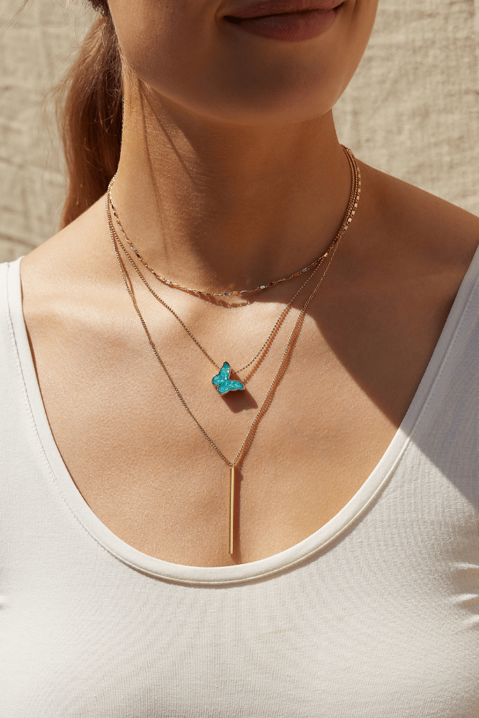 Louche Papillon 3 Strand Pendant Necklace - Styled
