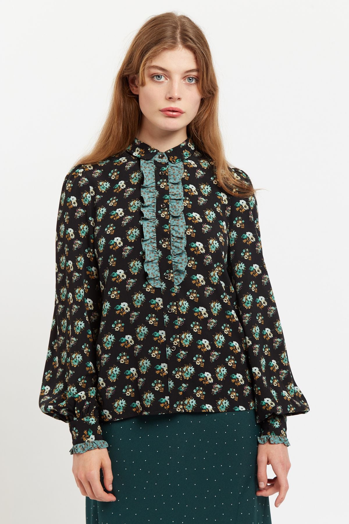 Louche Gisla  Posy Patchwork Print Long Sleeve Blouse