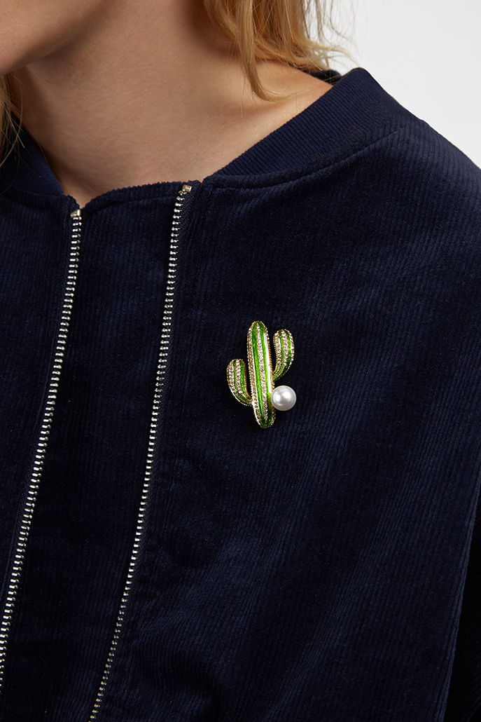 Haggi Cactus Brooch - Styled