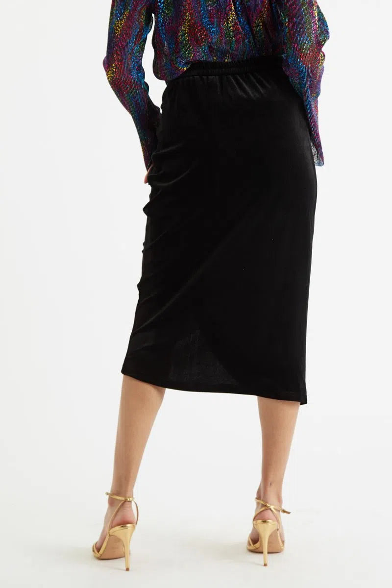 Louche Helka Velvet Ruched Mini Skirt Black - Detail 1