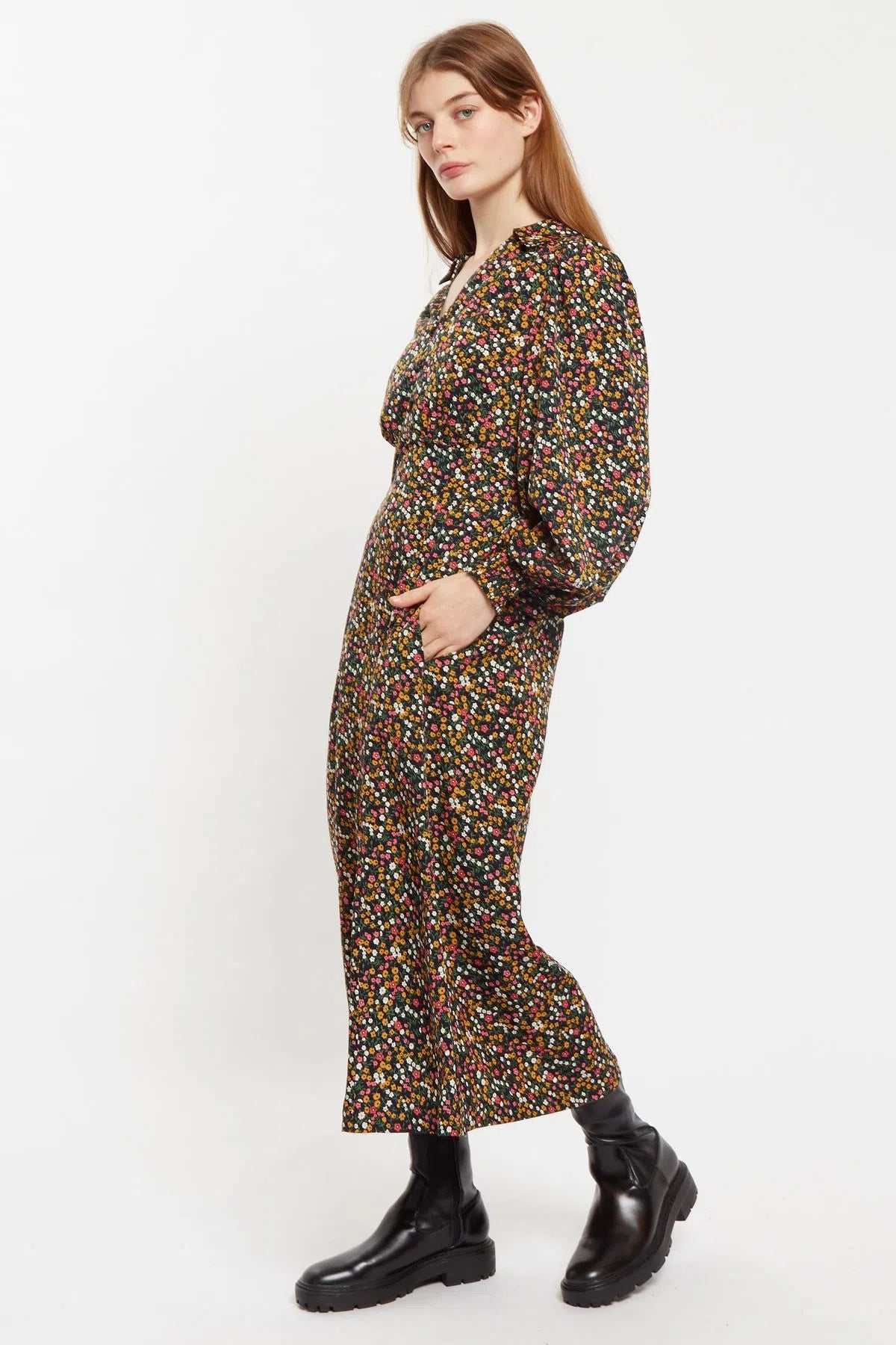 Louche Jussi Dippy Ditsy Print Midi Shirt Dress