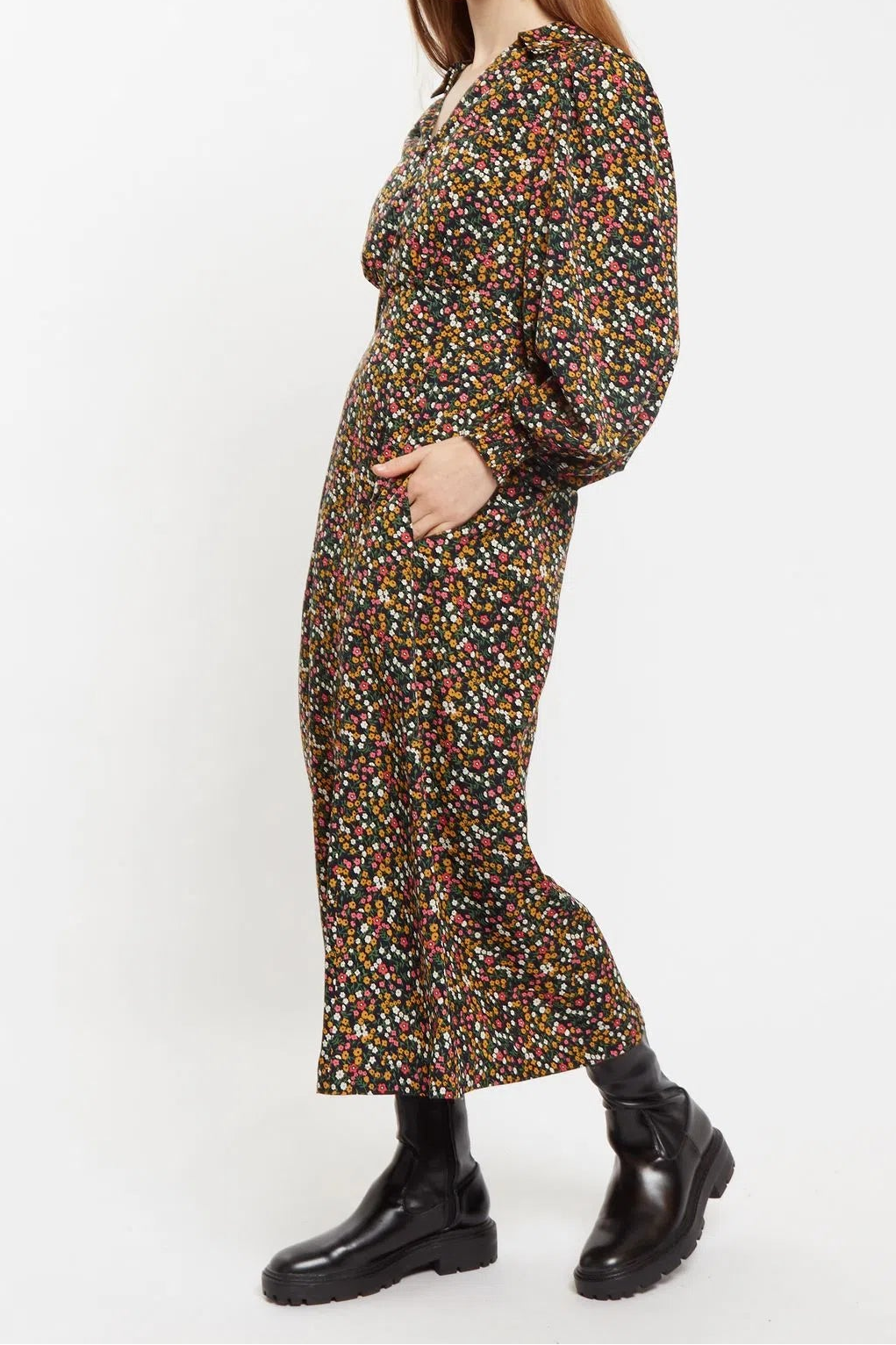 Louche Jussi Dippy Ditsy Print Midi Shirt Dress