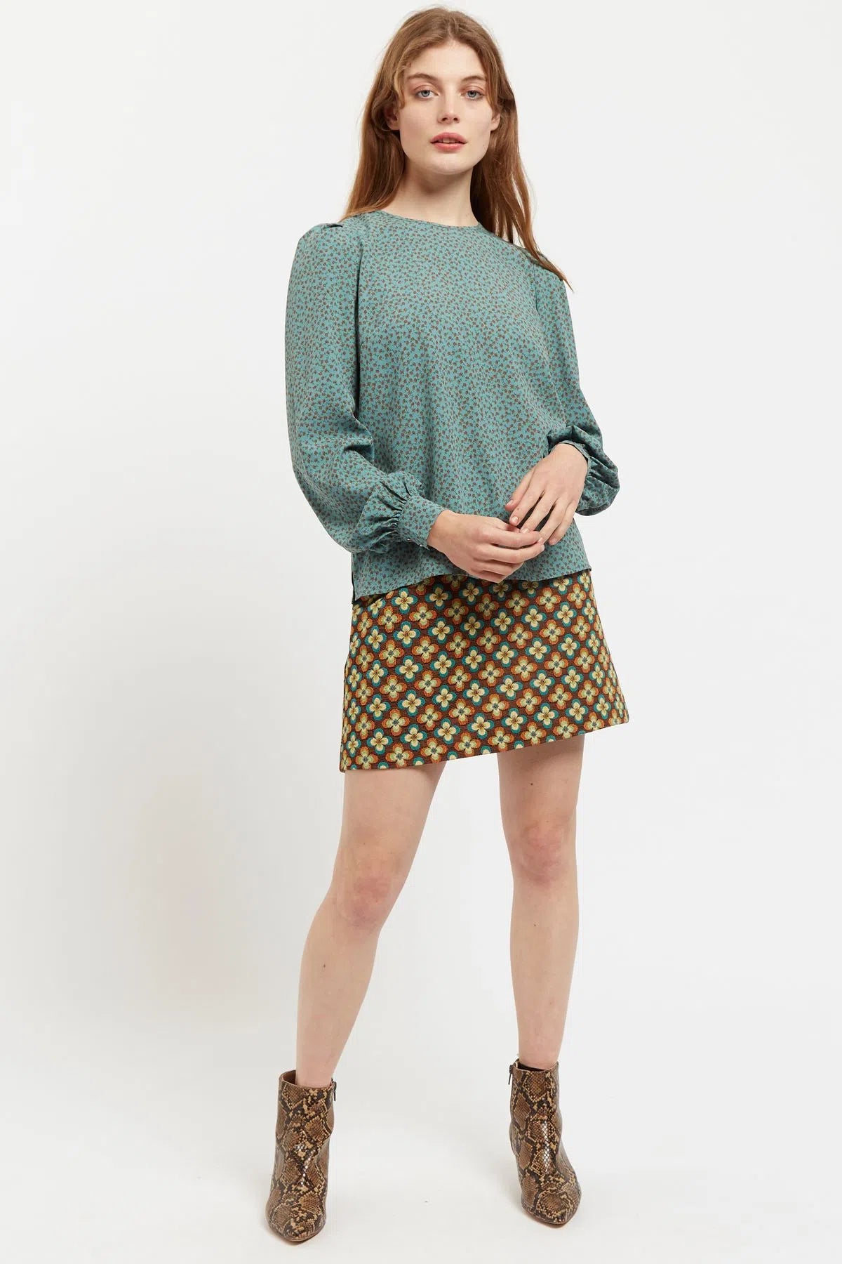 Lima Posy Patchwork Print Long Sleeve Blouse