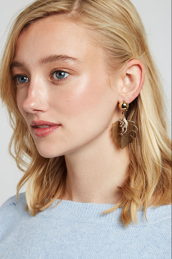 Louche Monkey Leaf Pendant Earring - Back