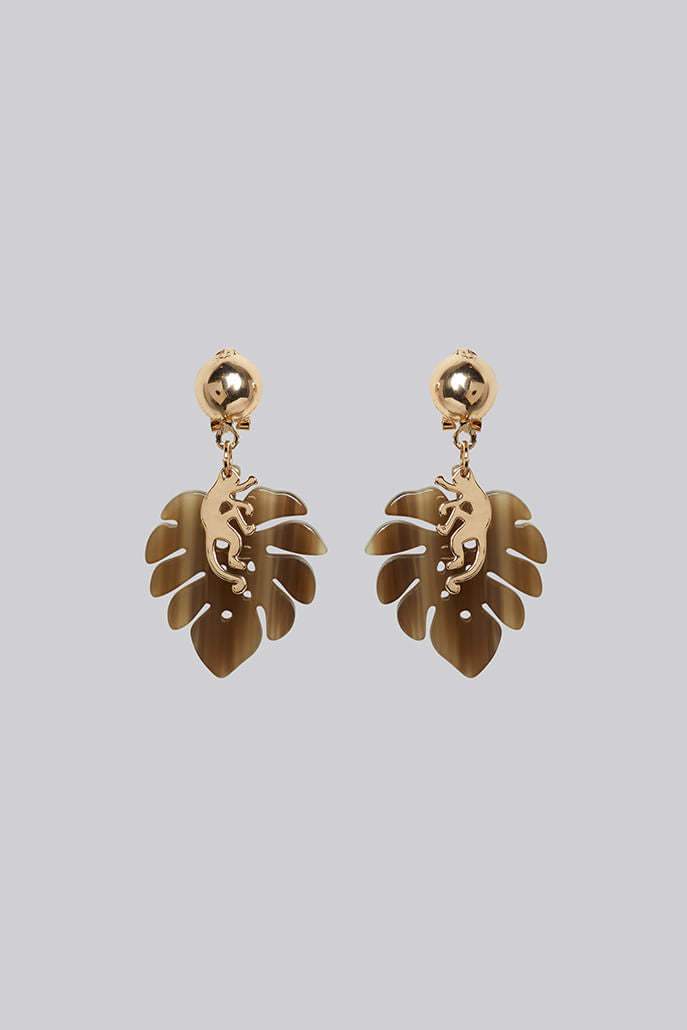 Louche Monkey Leaf Pendant Earring - Styled