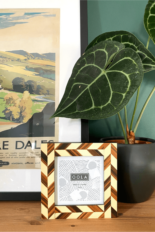 Chevron Marquetry Design Square Photo Frame