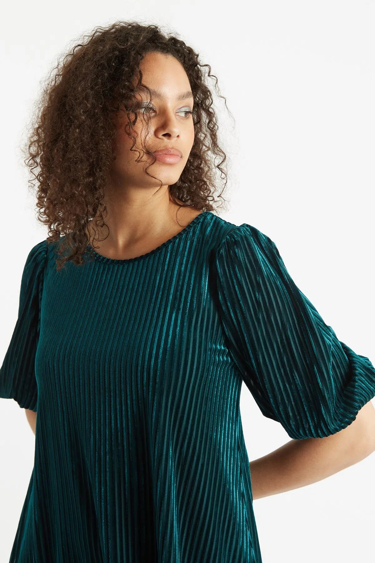 Louche Meloe Velvet Stripe Tiered Mini Dress - Detail 1