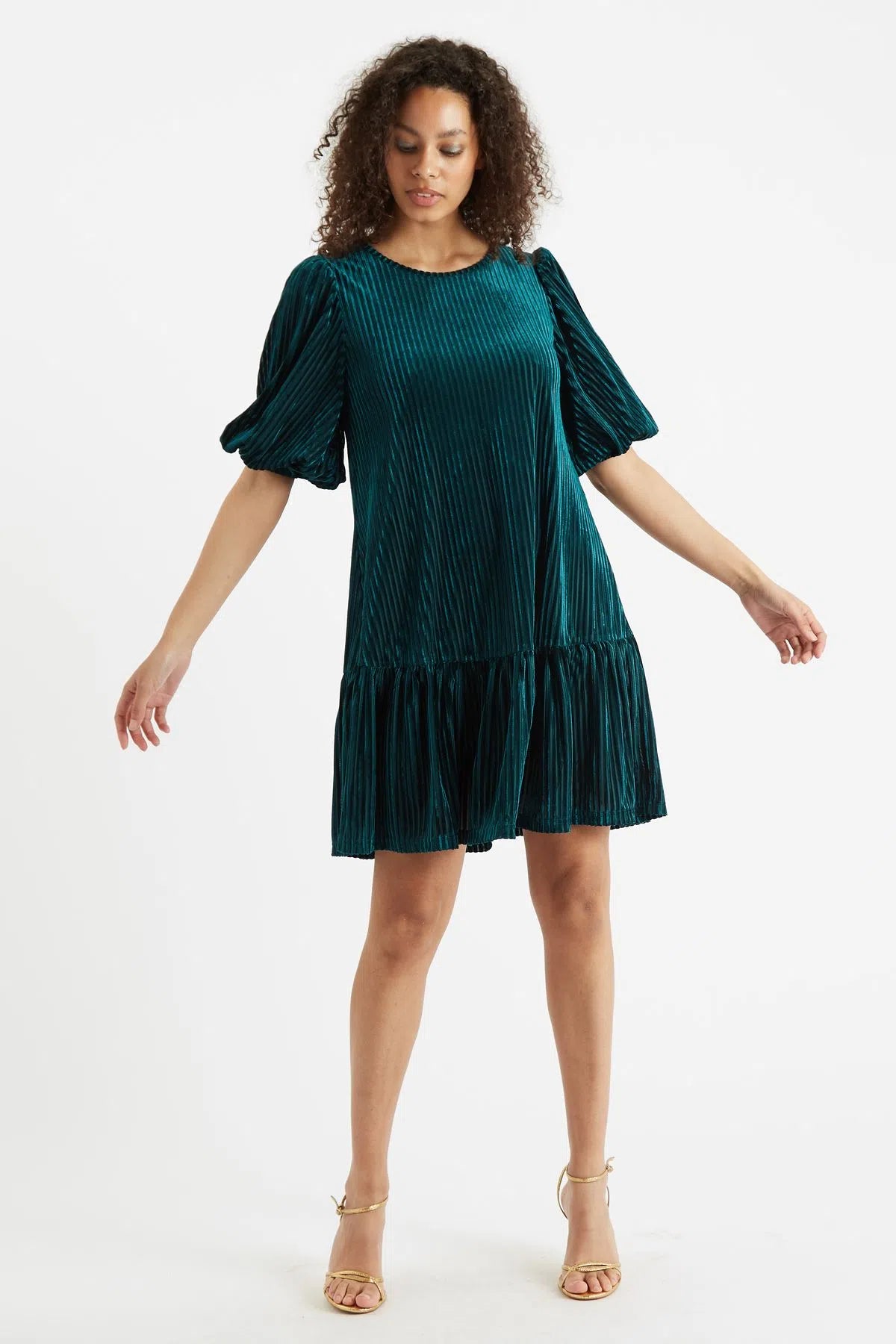 Louche Meloe Velvet Stripe Tiered Mini Dress