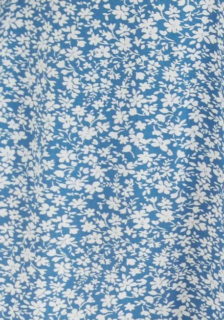 Kiyo Micro Blossom Print Midi Skirt In Blue - Styled