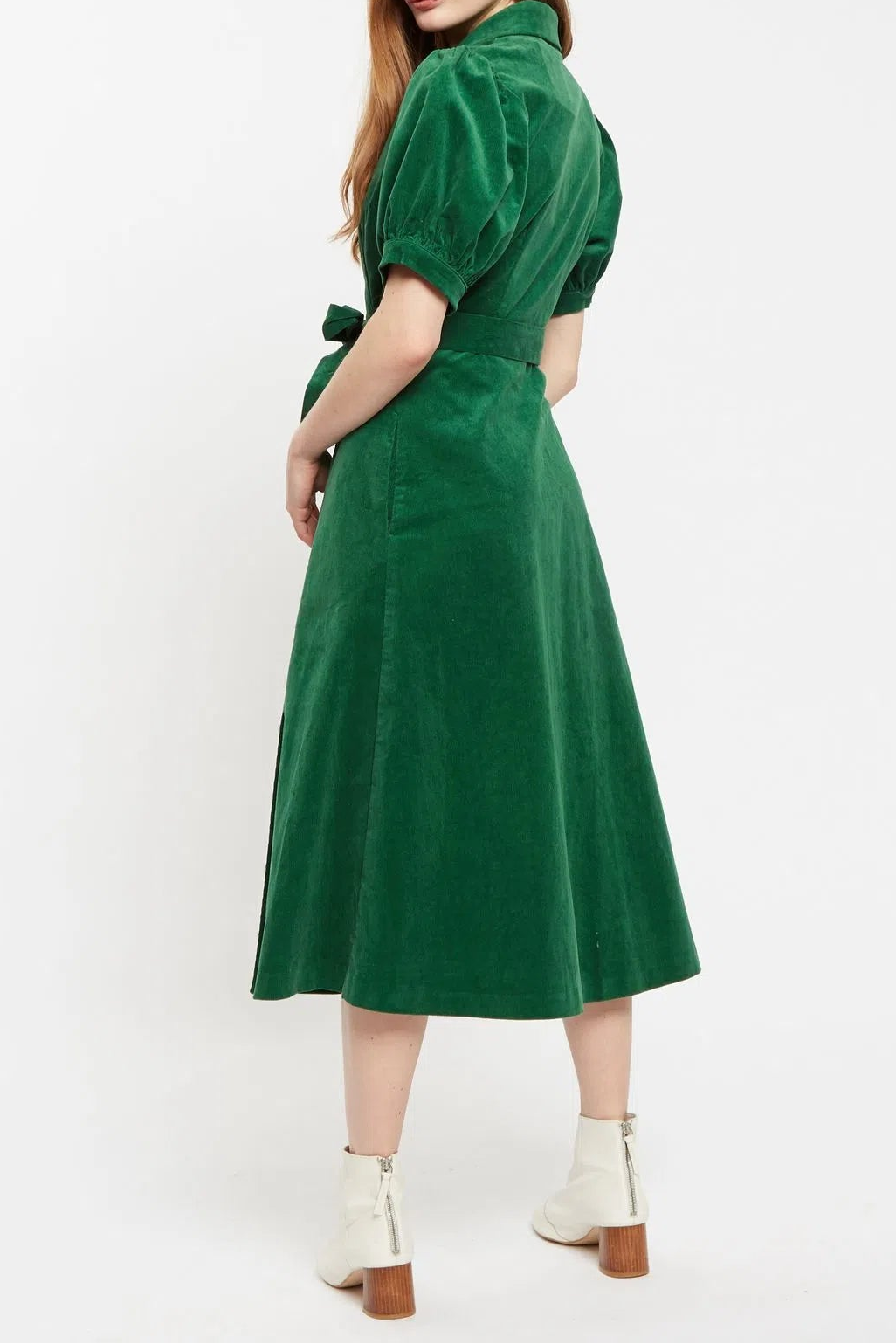 Mollie Baby Cord Puff Sleeve Midi Shirtdress